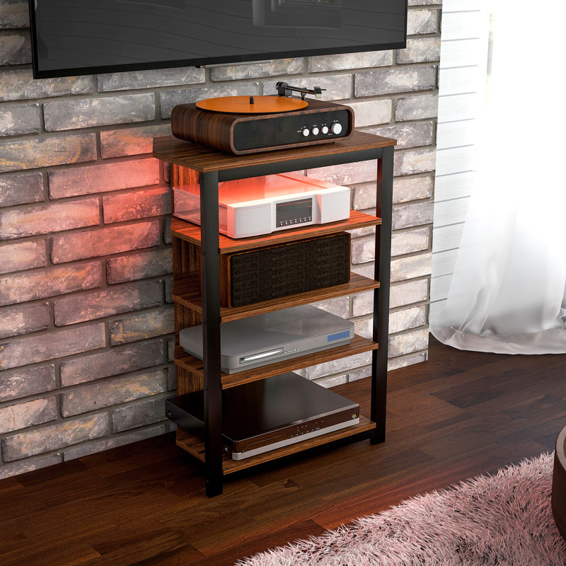 TV Stand for 28 inch TVs Entertainment Center with Adjustable Shelves and Extension Lead Holder Small TV Table with Storage for Living Room Wrought